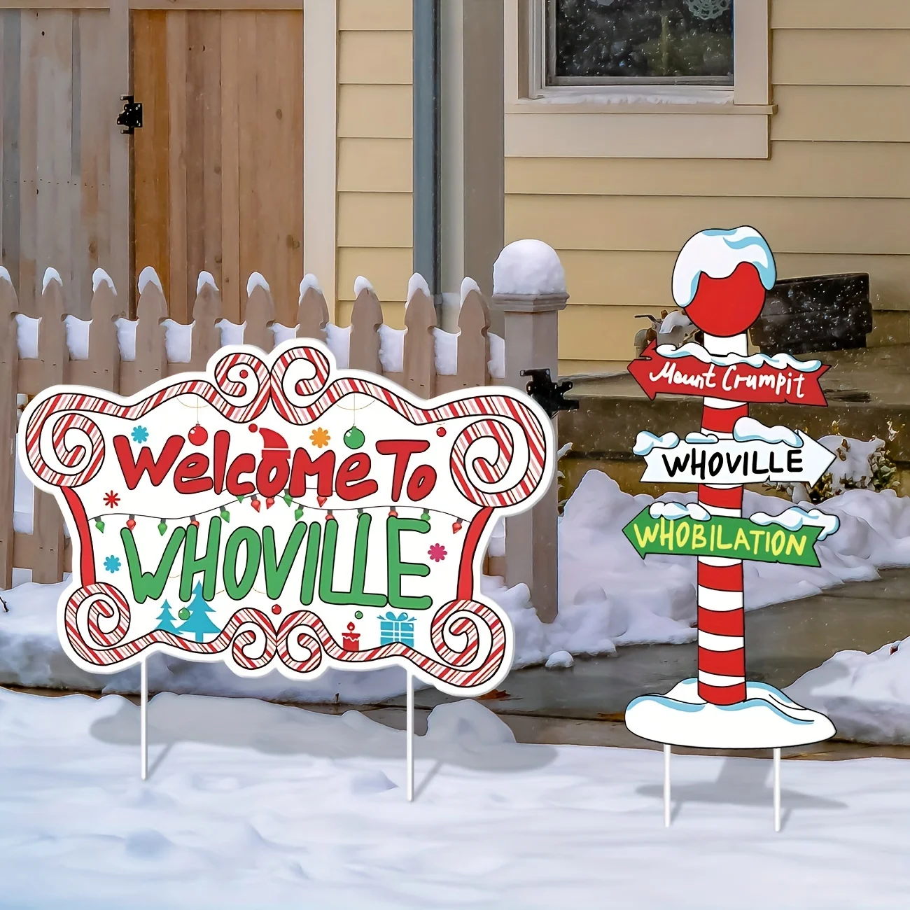 Merry Christmas Decorations, Welcome To Whovilve Yard Signs Stakes,Christmas Lawn Garden Pathway Decorations for Home Decor Outd