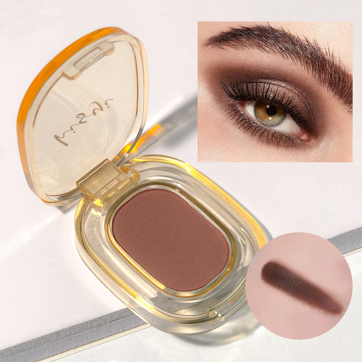 Set di palette di ombretti gotici marroni fumosi opachi: con ombretti monocolore in seta brillante, portatili e di lunga durata.