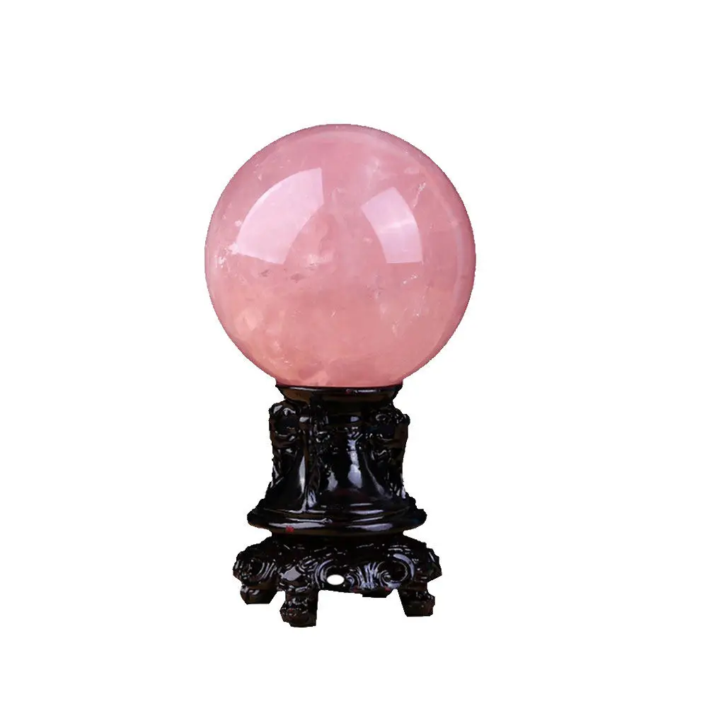 

1 шт. розовый хрустальный шар 6 см, декоративное украшение из премиального кристаллического порошка с деревянной подставкой для дома, спальни, гостиной, офиса, рабочего стола