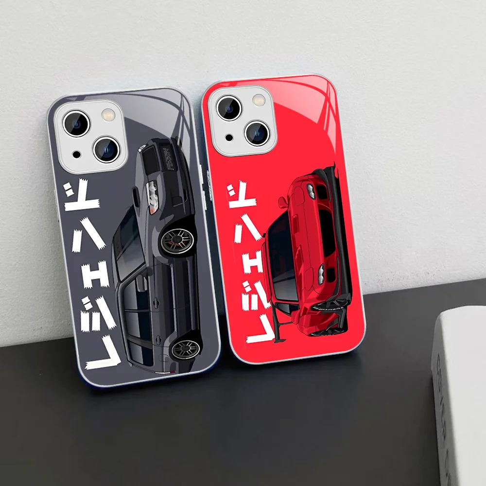 JDM Tokyo Drift Sports Car Phone Case For iPhone 14 13 12 Mini 11 Pro XS Max X XR 14 Plus Tempered Glass Cover