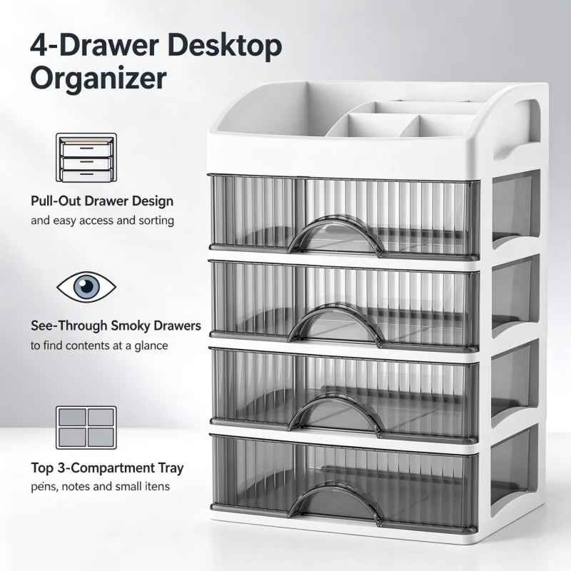 Household Makeup Storage Box Transparent Cosmetic Storage Case Makeup Table Organizer Multi Layer Drawer Type Jewelry Storage Bo