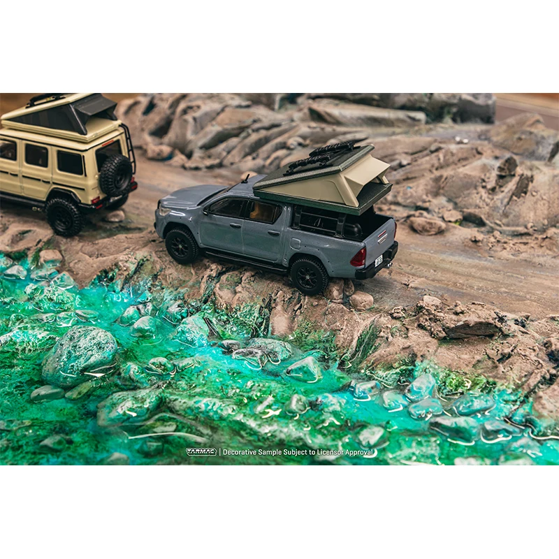 TW In Stock 1:64 Hilux Grey With Camping Tent Diecast Diorama Car Model Collection Miniature Toys Tarmac Works