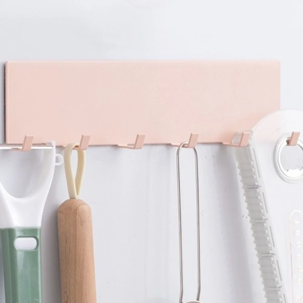 Wall Mounted Refrigerator Magnetic Hook No Punch Multi-functional Side Storage Rack Six Hooks Side Row Hook Laundry Room