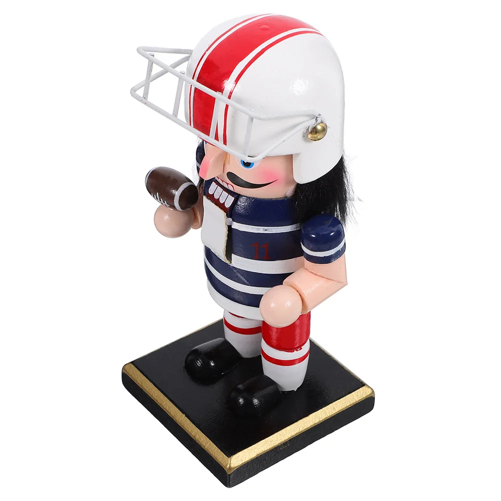 

Rugby naments Nutcrackers Figures Mini Wood Figurines Desktop Decoration Traditional Wooden Christmas Holiday Home