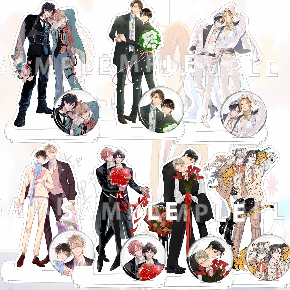 Anime Sasaki and Miyano New Acrylic Stand & Badge Combo Pack, Miyano Yoshikazu, Mother's Day Gift For Anime Fans keychain