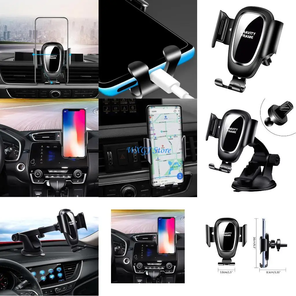 

37JE Auto Universal SUV Phone Holder Automatic GPS Support Car Air Vent Mount Stand Mobile Phones Bracket Anti-slip
