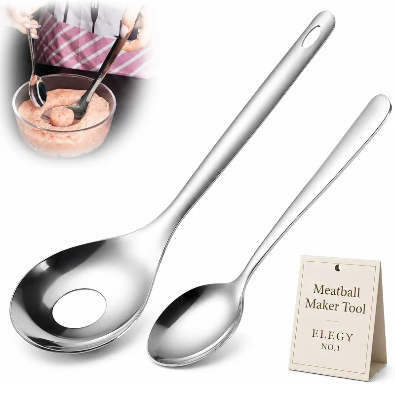 304 Stainless Steel Meatball Making Spoon Manual Squeeze Meat Ball Maker Household Hand‑press Fish Meatball Extruding Scoop
