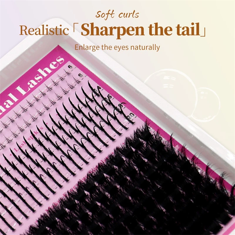 14 rangées 3D croissant-forme D Curl sans coupe réaîné fée supérieure et inférieure 3 Styles ensemble complet de cils