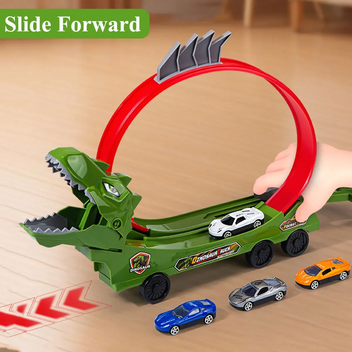 Giocattolo ferroviario scorrevole Squalo Binario assemblato fai-da-te Veicoli da gioco per bambini Giocattoli educativi per ragazzi Regalo Dinosauro Track Car