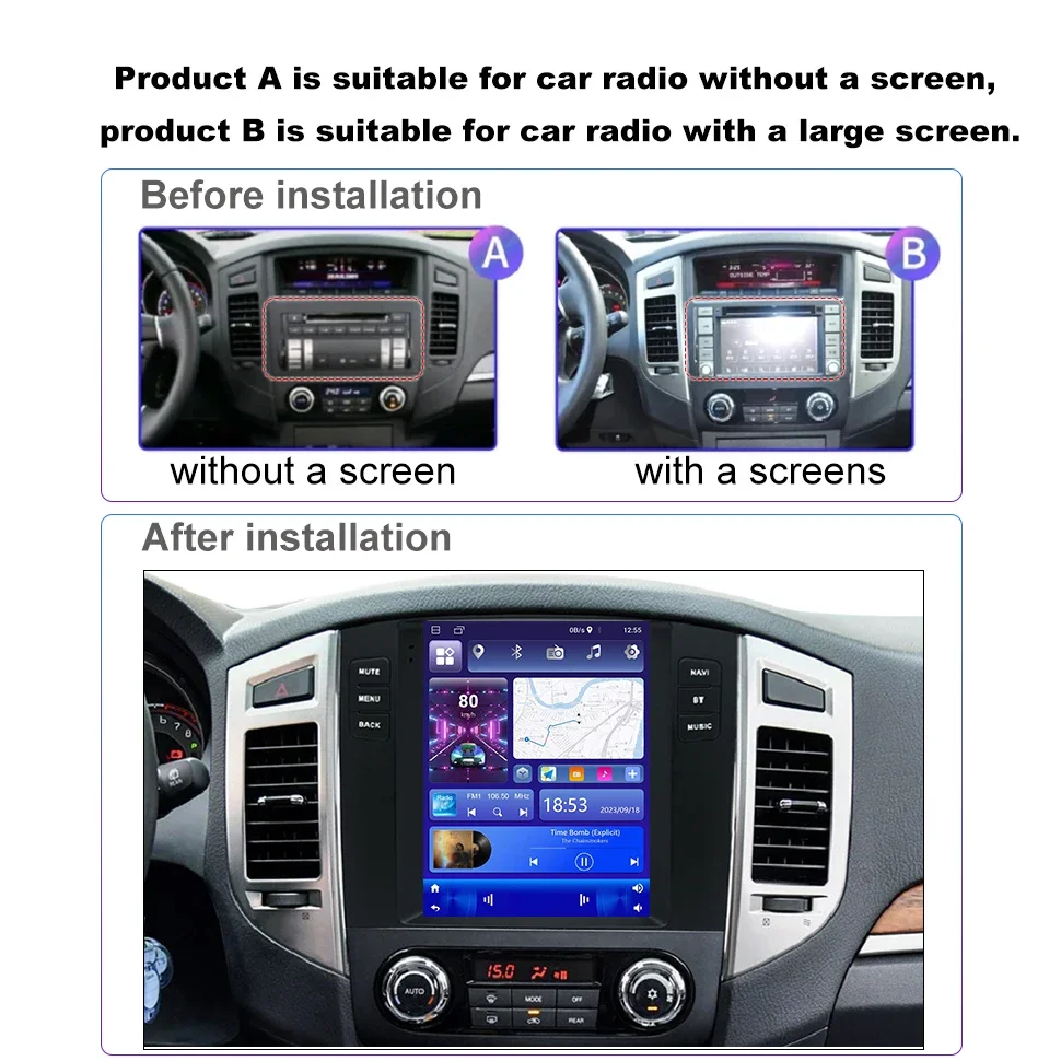 SEPTON 9.7'' for Mitsubishi Pajero 4 V80 V90 2006 - 2014 for Tesla Style Screen Vehicle Radio Multimedia Carplay Navi GPS Player