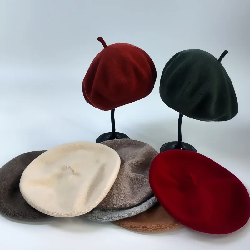 قبعات صوف جديدة متعددة الألوان للأطفال على طراز الكلية البريطانية قبعة رسام للفنانين للأولاد والبنات ملابس خريفية أنيقة