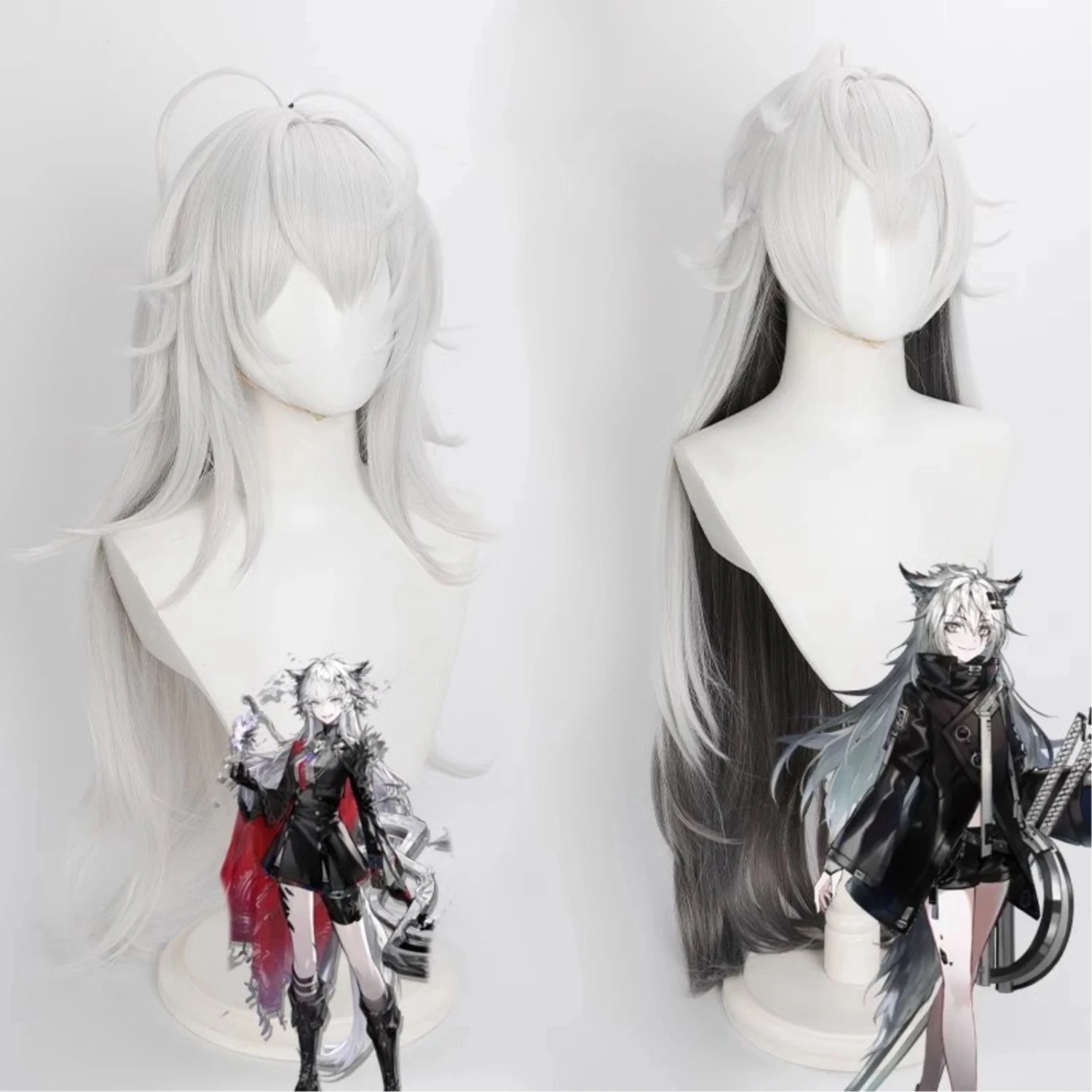 

Cosplay Wig Arknights 38in Long Straight Wig Silver Role-Playing Game Wig Synthetic Wig with Bangs Realistic Scalp Women's wigs