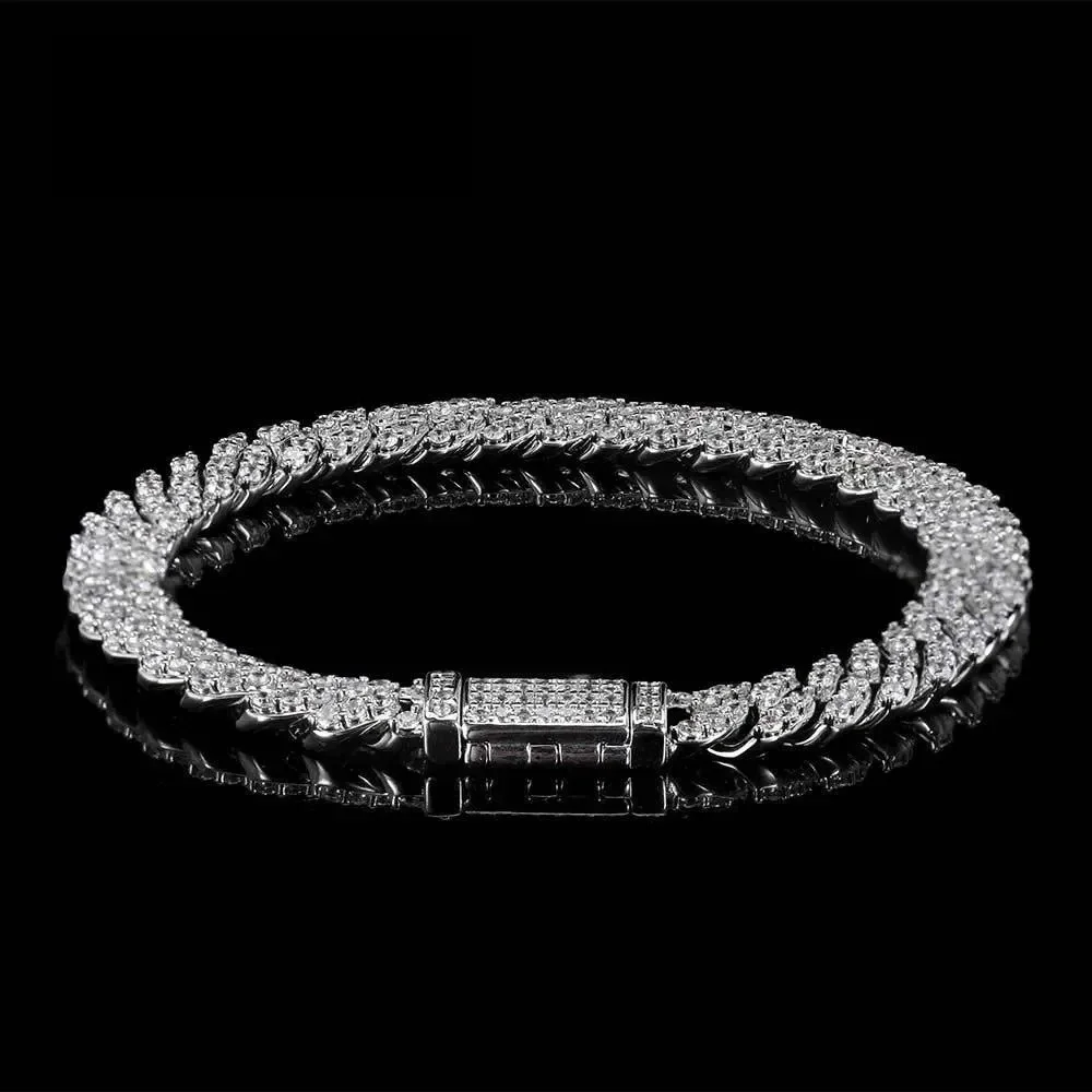 FCGJHW D VVS1 Moissanite Cuban Bracelet Original s925 Sterling Silver Plated 18k White Gold with GRA Bracelets for Women Man