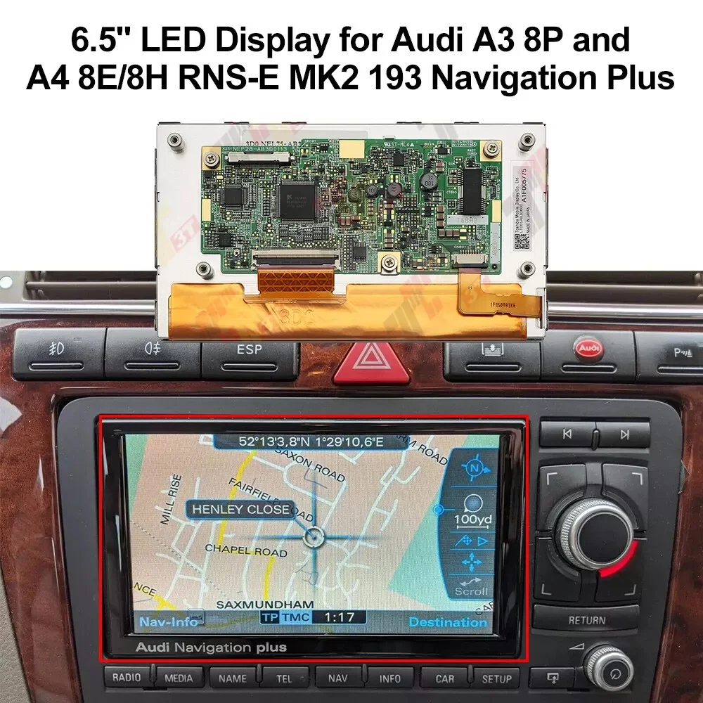 شاشة LED لسيارة Audi A3 8P وA4 8E/8H RNS-E MK2 193 Navigation Plus