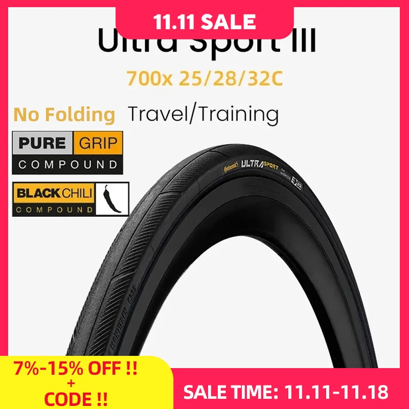 Continental Ultra Sport III Bicycle Road Tire 700 x 25C 28C 32C ULTRASport No Folding Bike Bald Tyre Wire Bead Tire 180 TPI