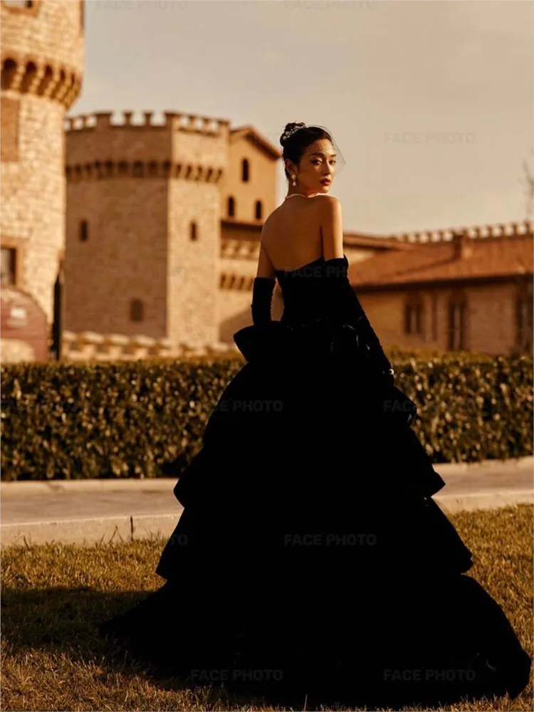 

A black cake-designed dress for the main event banquet fashion show