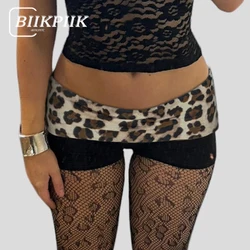 BIIKPIIK Leopard Patchwork vita pantaloncini Sexy Club Fashion a vita bassa Mini pantaloncini da donna Hot Sweet Midnight Party abiti primaverili