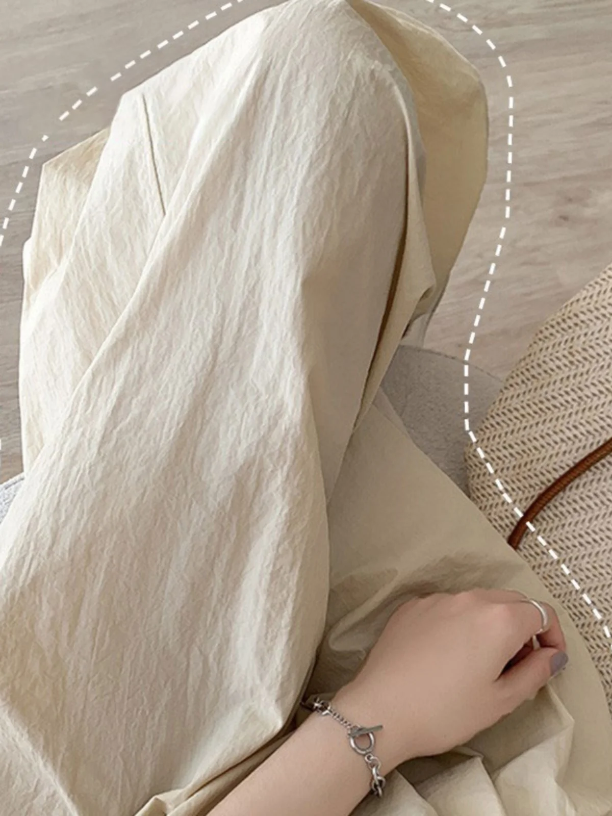 Pantalon à jambes larges en soie glacée pour femmes, drapé, taille haute, décontracté, japonais, paresseux, Sembach, jambes droites, été