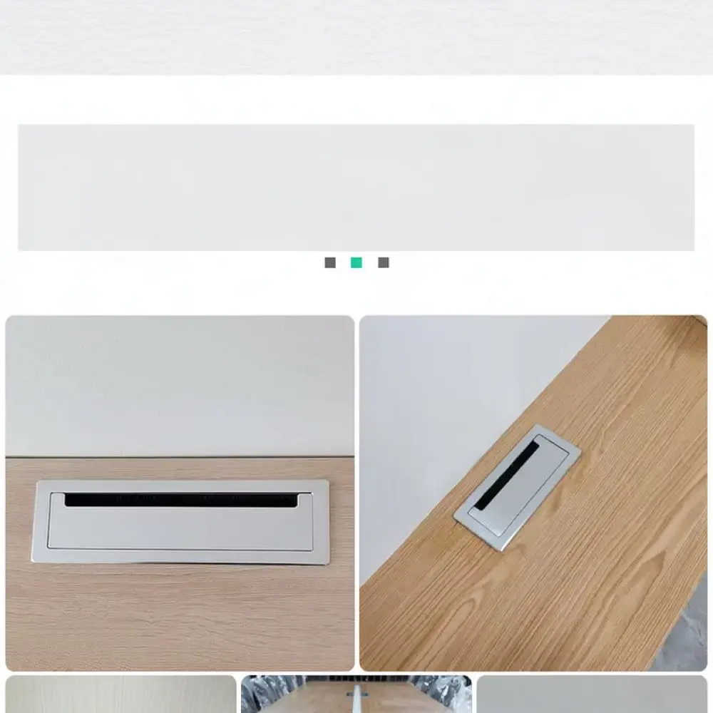 Brushed Aluminum Desk Cable Organizer Rectangular Wire Management Box Soft Close Cord Cover For Office Conference Desk