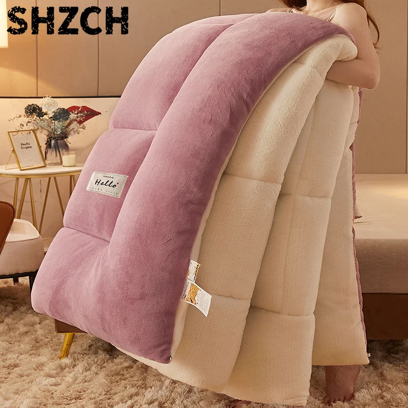 Lamb wool blanket winter thickened quilt super warm 5kg thick comforter winter spring autumn single double milk velvet blanket