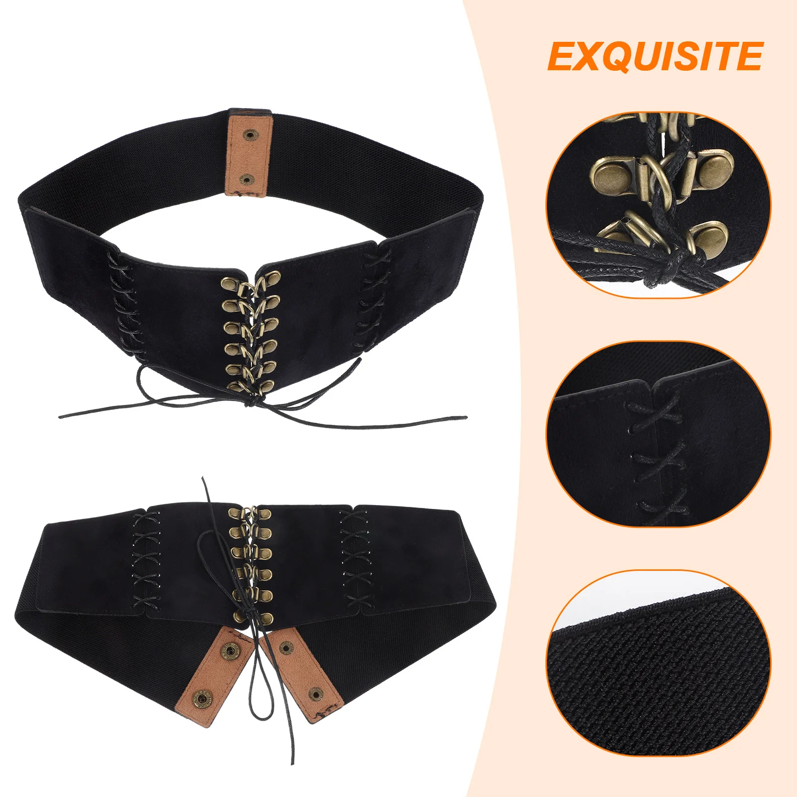 حزام خصر عريض مرن للنساء، حزام لف قابل للتمدد، عقدة من جلد الغزال الناعم، حزام خصر أنيق لملابس المعطف #3