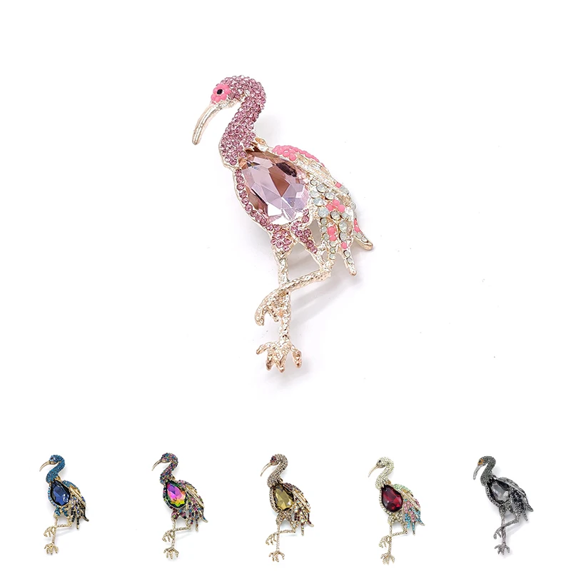 PD BROOCH Chinese Crane Full ziron Glass Animal Clothing Accessories Brooch Fashion Brooch Jewelry Luxury