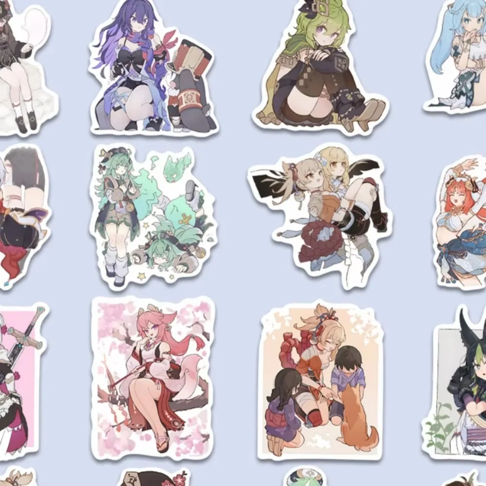 60 قطعة Kawaii Genshin تأثير الحديد انهيار الطرفية متعة ومبتكرة لعبة Q نسخة شخصية لعبة ملصق لتقوم بها بنفسك القرطاسية