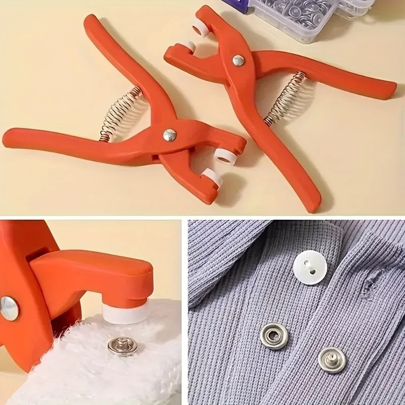 50 Stück Ein Satz Edelstahl-Snap-Zangen mit verschiedenen Näh-Metall-Druckknöpfen und Installationswerkzeugtaschen für Kleidung. Komplettes Druckknopf-Set