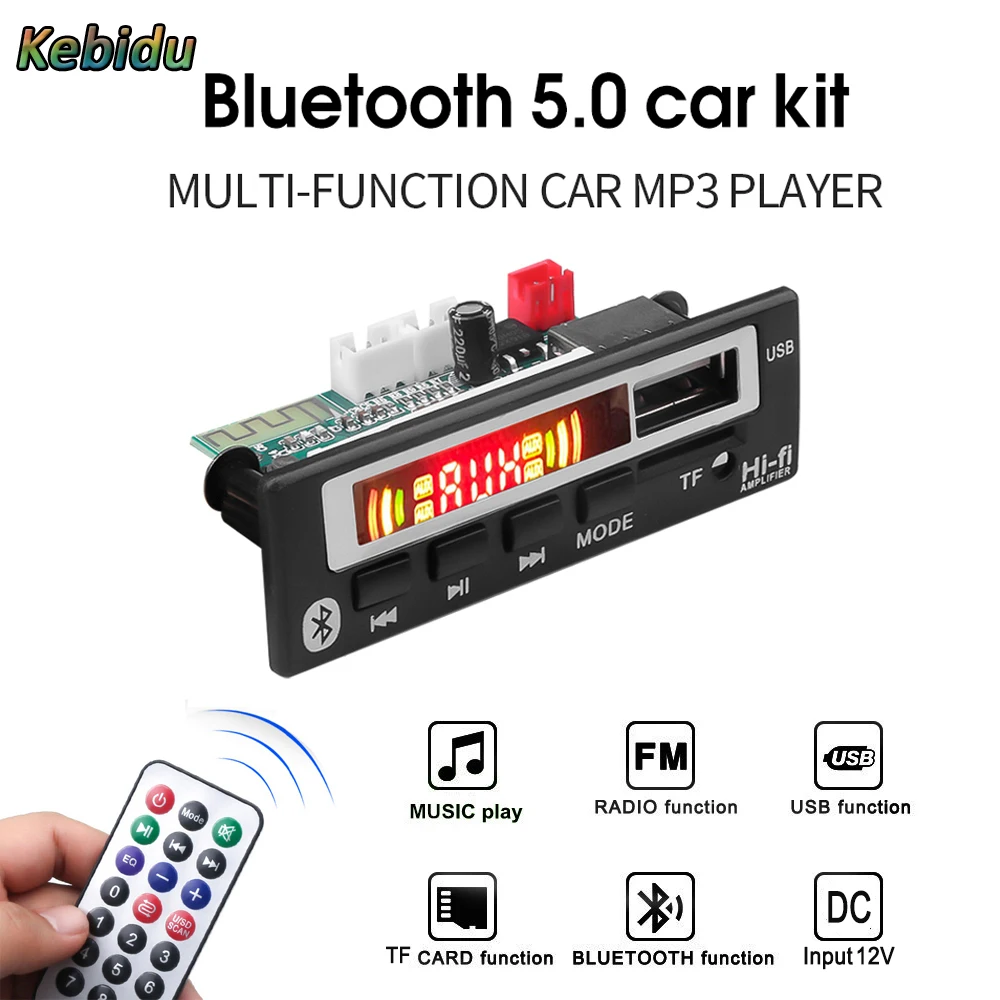 Car Audio USB TF FM Radio Module Wireless Bluetooth 12V MP3 WMA Decoder Board MP3 Player with Remote Control For Car