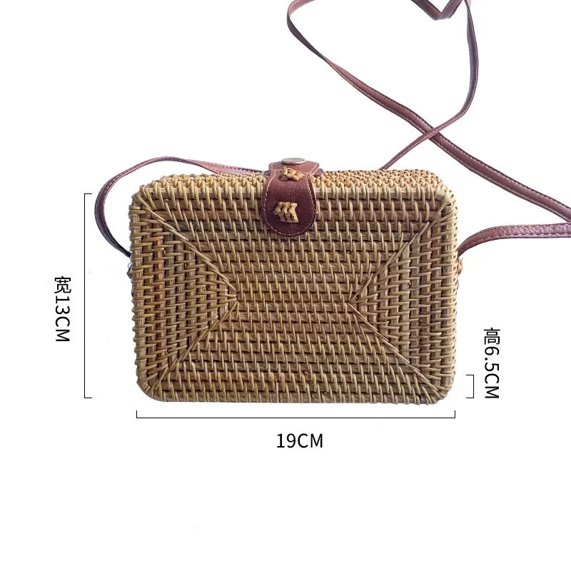 2023 New Summer Women Straw Bag Bohemian Bali Rattan Beach Handbag Circle Lady Vintage Crossbody Handmade Kintted Shoulder Bags