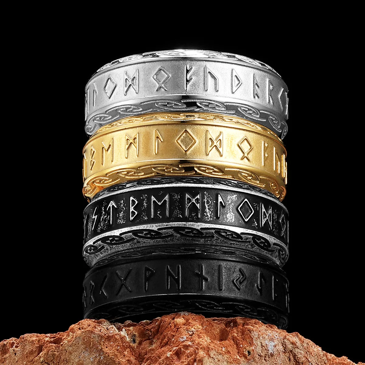 Viking Runes Men Rings Stainless Steel Retro Punk Rock Simple Women Jewelry Fashion Accessories Stranger Things Gift Wholesale