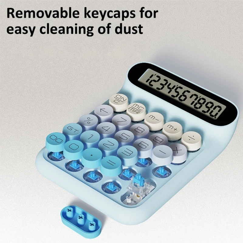 Mechanical Keypad Calculator Clear LCD Display Student Calculator Stationery