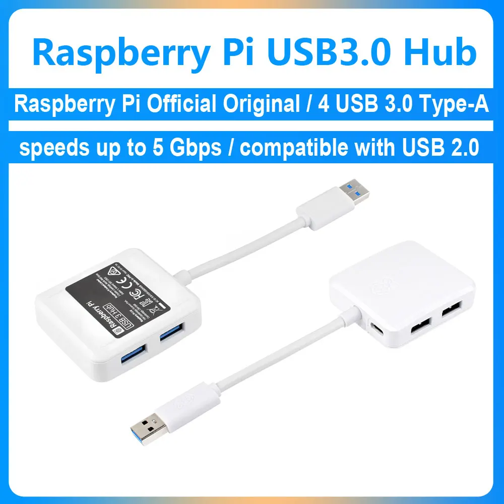 Raspberry Pi Official Original USB Hub USB-A to 4 High Speed USB3.0-A port  speeds up to 5 Gbps compatible with USB 2.0 ports