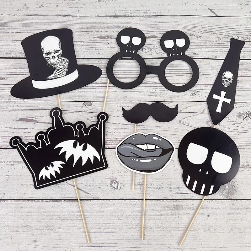 Halloween Photo Booth Props Skull Selfie Costume Photo Props Halloween Party Dress Up Decor Death To My Twent Birthday Decor