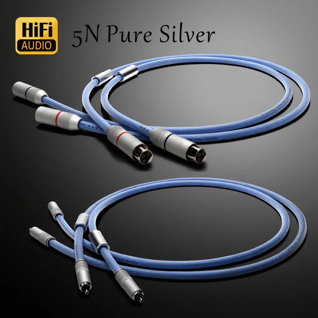 Pair 5N Pure Silver XLR Balanced Wire RCA Cable RCA Male Cable AUX Cable XLR Cable for Microphone Amplifier Audiophile Wire