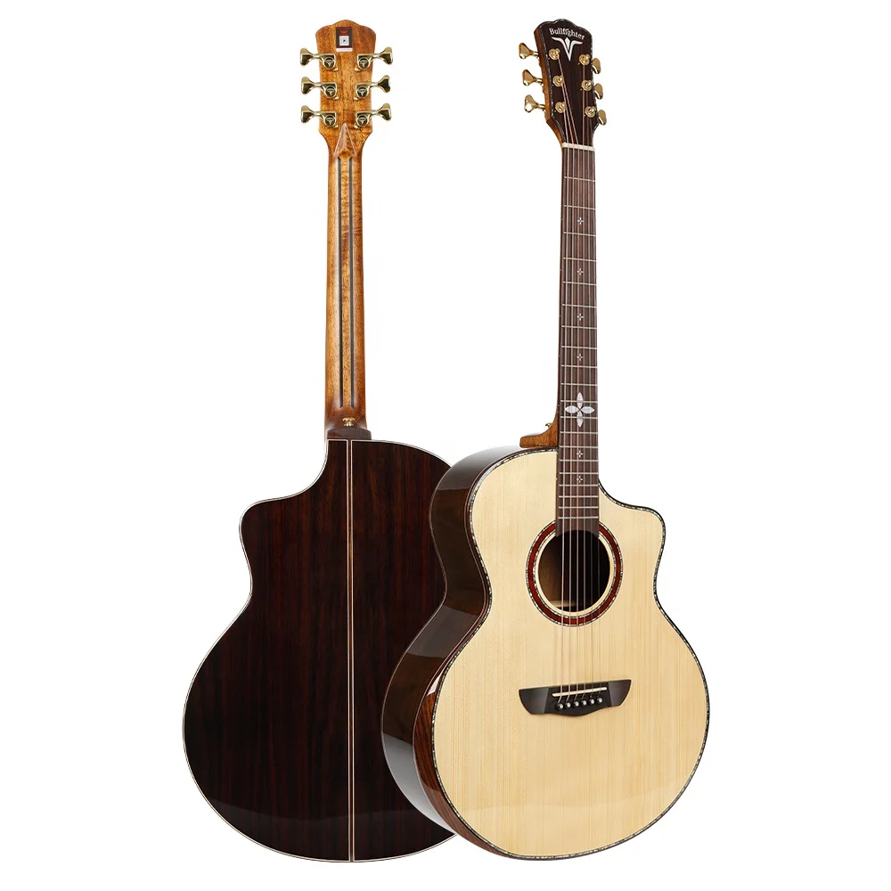 K5 41 Zoll Akustik-Elektro-Gitarre, Massivholz-Decke aus Engelmann-Fichte & Rückseite/Zargen aus Palisander, Hals, Natürliche Oberfläche – Detail 2