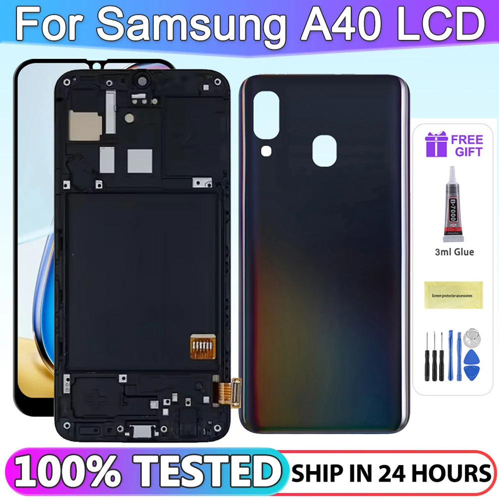 5.9 inch SUPER AMOLED For Samsung A40 LCD 2019 A405 A405F A405FN with frame LCD display touch Screen Digitizer Assemblyy