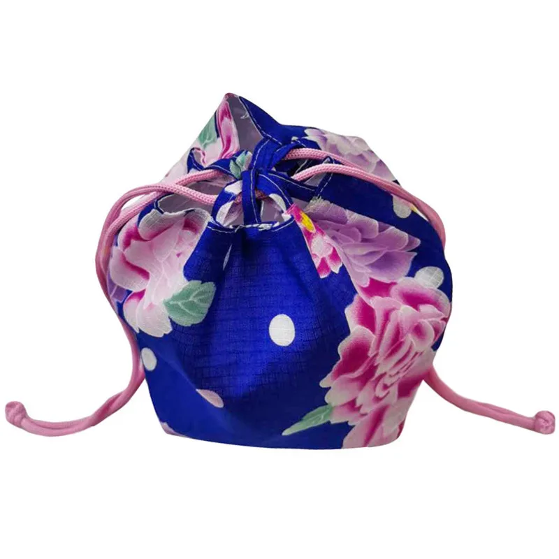 Kimono Traditional Japanese Style Tote Bag Women accessories Floral Printed Yukata Handbag Harajuku Drawstring Bucket Gift