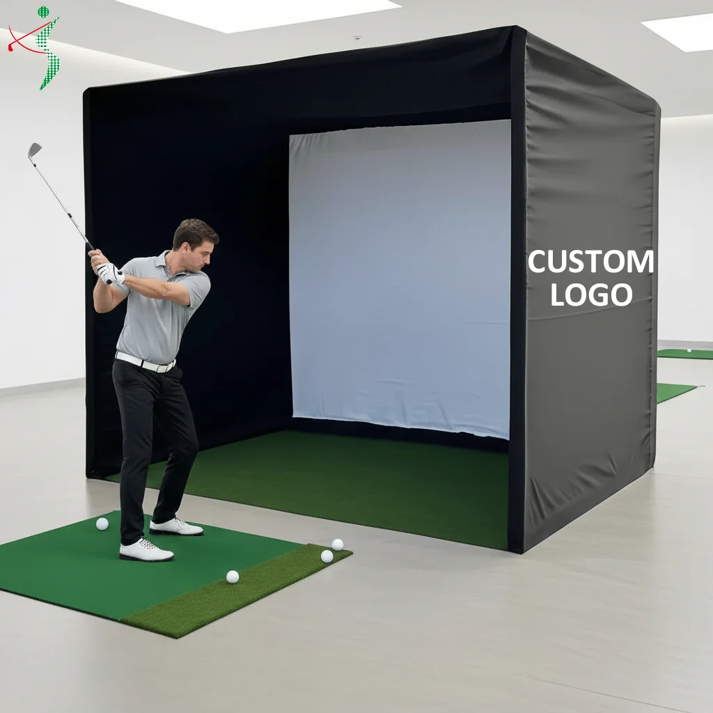 Home Golf Simulator Tent with HD Impact Screen Hard Steel Frame Golf Simulator Enclosure