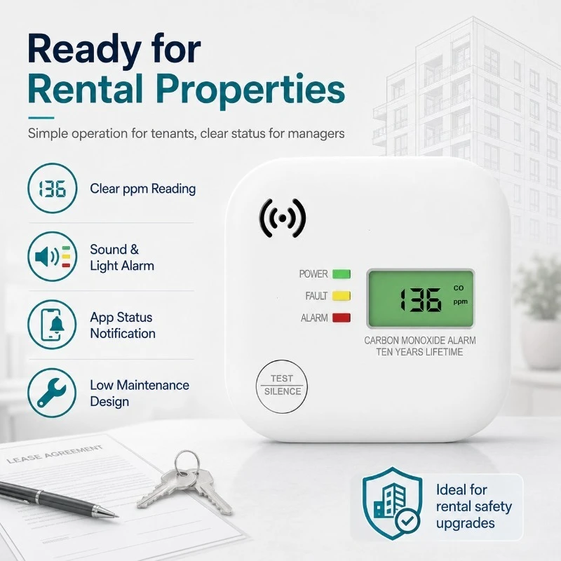 CO gas alarm, smart graffiti Wi-Fi carbon monoxide detector, suitable for home security