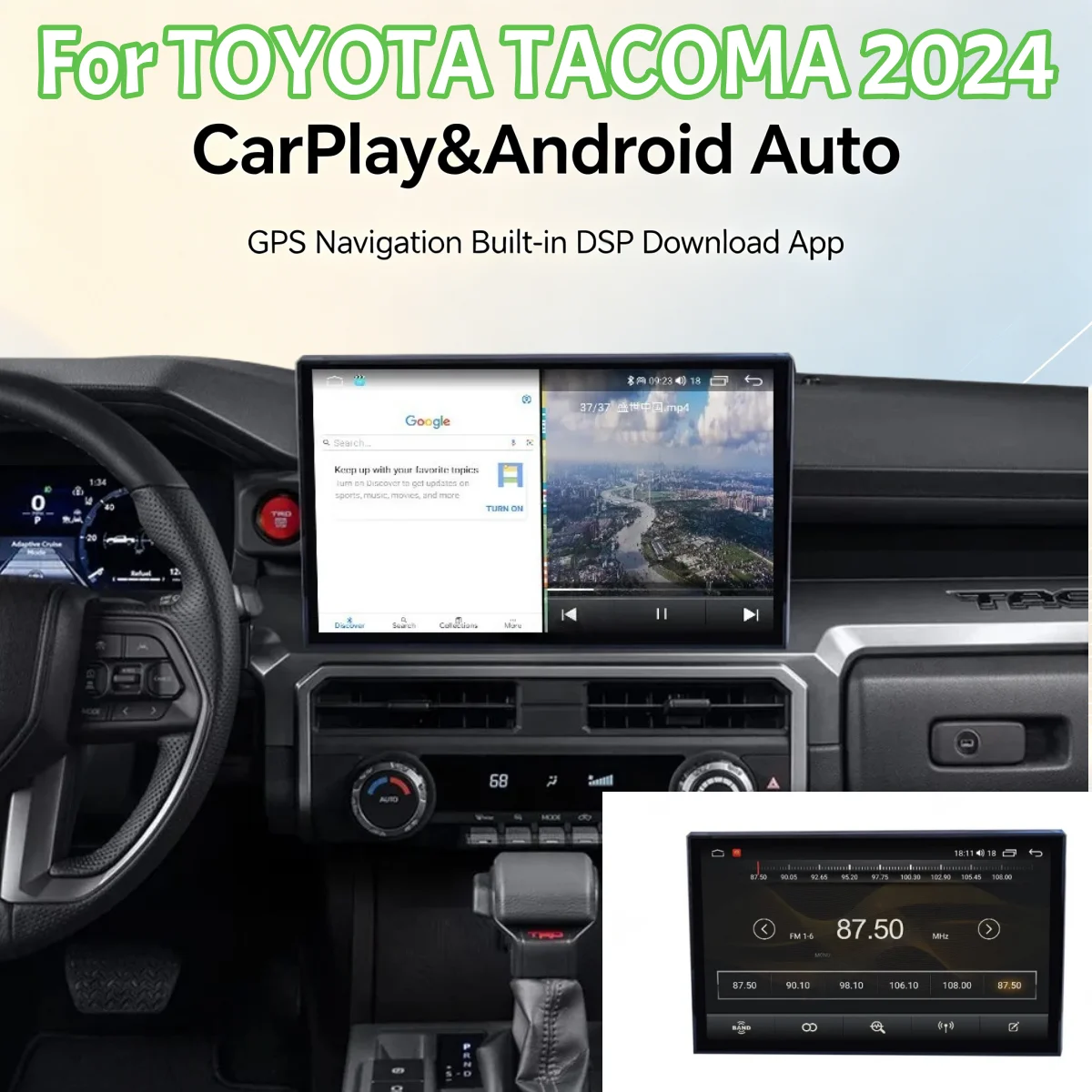 

14,6-дюймовый автомобильный мультимедийный проигрыватель с Android для Toyota 4Runner 2024, GPS-навигация, мультимедийный плеер, головное устройство, стерео радио