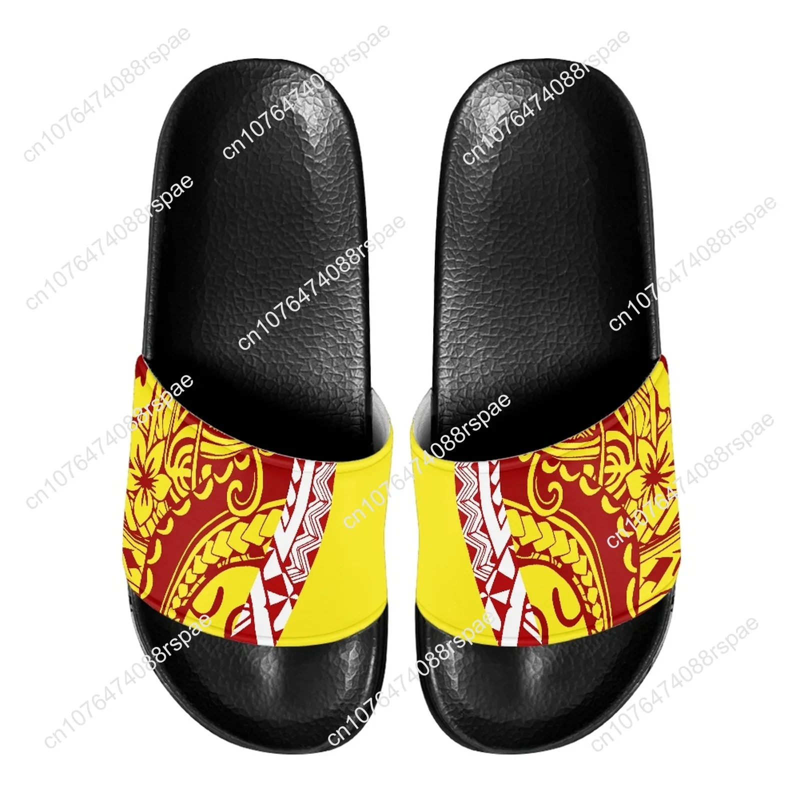 Polynesian Tribal Hawaiian Totem Tattoo Hawaii Prints Soft Home Slippers Couple Indoor Skid Proof Bathroom Sandals Hotel Flat