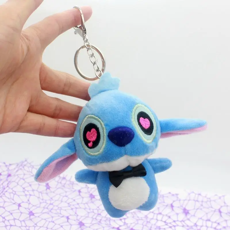 Kawaii Disney Stitch Plush Doll Keychain Anime Cartoon Plush Pendant Stuffed Toys Backpack Car Key Decoration Pendant Girl Gifts