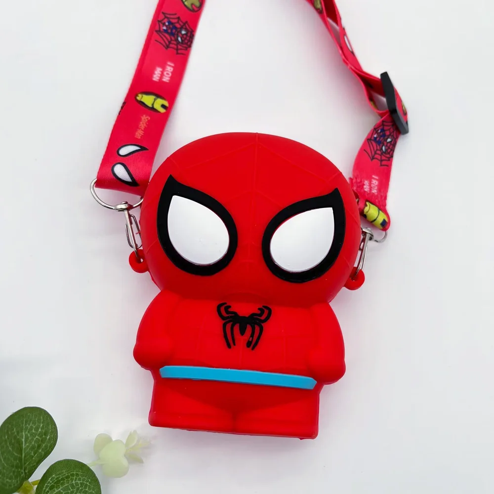 Anime The Avengers Marvel Cartoon Cute Spider Man Trendy Cool Change Card Bag Iron Man Adjustable Strap Kids Crossbody Bag