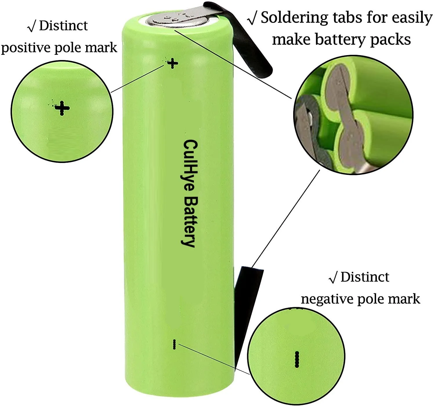 2/3AA Ni-MH 1.2V Rechargeable Tabbed Battery 1000 mAh Battery Replacement for Electric Razor, Toothbrush, and More