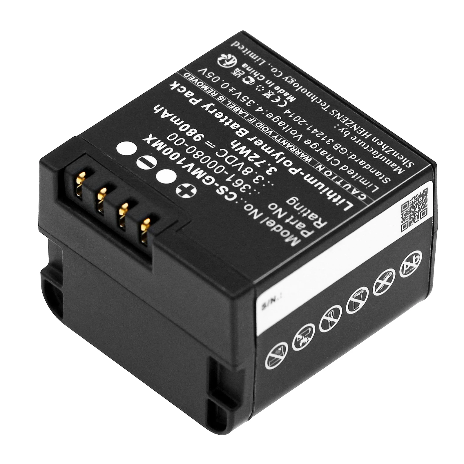 

Li-Polymer Camera Battery for Garmin, 3.8V, 980mAh, Compatible Models: Virb X, Virb X Compact, VIRB XE