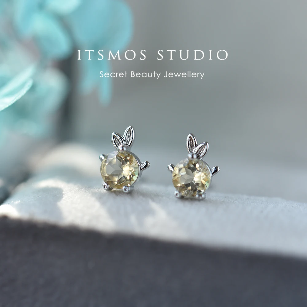 ITSMOS Cute Fish style Crystal Silver Post Studs Earrings Genuine Amethyst Garnet Peridot Citrine Lovely Earrings for Women Gift