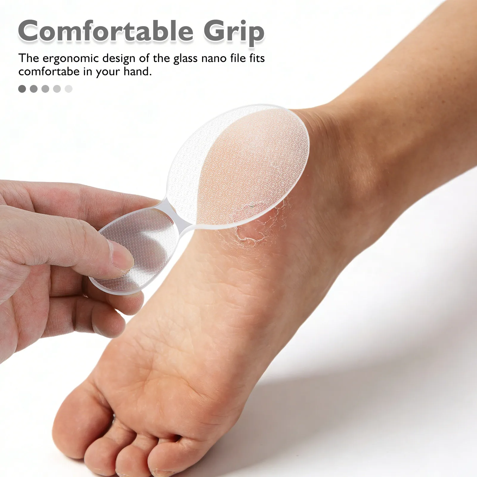 Glass Foot File Pedicure Callus Remover for Dead Skin Exfoliation Tempered Nano Scrubber Ergonomic Heel File Shower Travel Home