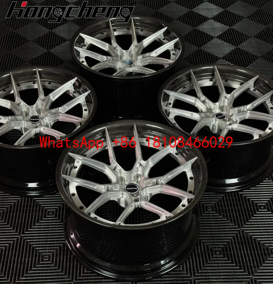 

Customized 2-Piece 3-Piece 22x9.5 22x10 Brushed Silver Carbon Fiber Rims/Lips