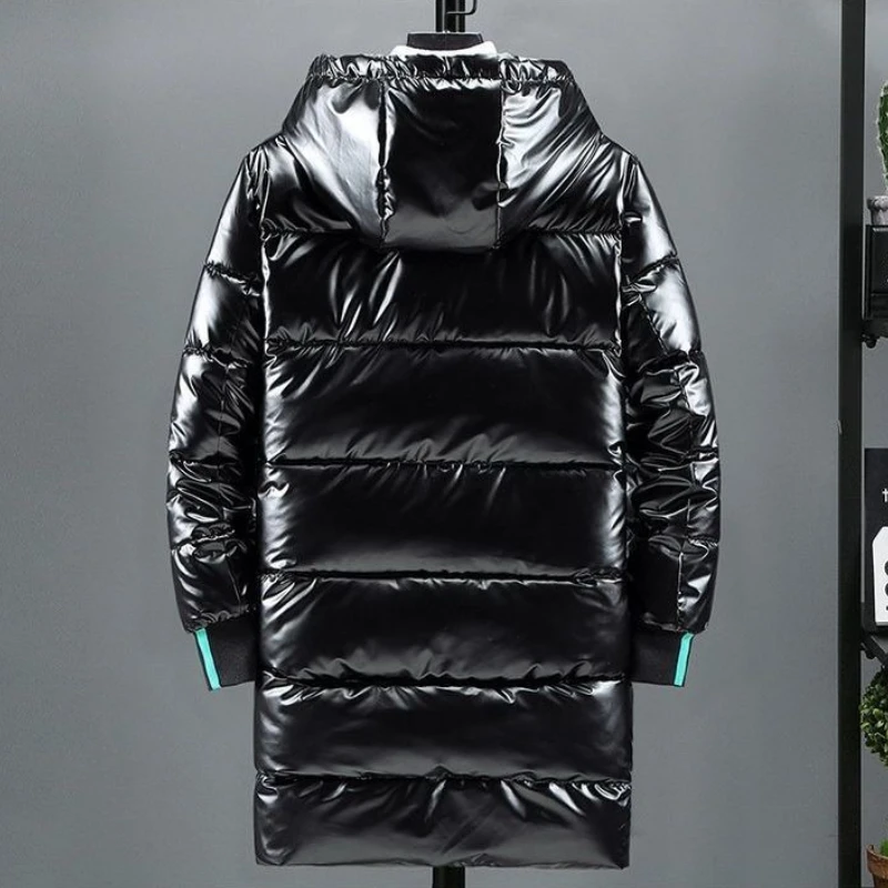 معطف مملوء بالأسفل يسمح بالتهوية للرجال مقاوم للماء وسطح لامع ملابس شتوية كورية عصرية مع خياطة معززة #4